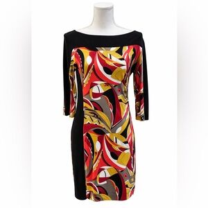 Banana Republic Statement Mod Abstract Bodycon Midi Dress XS Slimming Panel